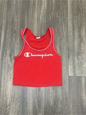Champion Red Crop Tank with White Logo